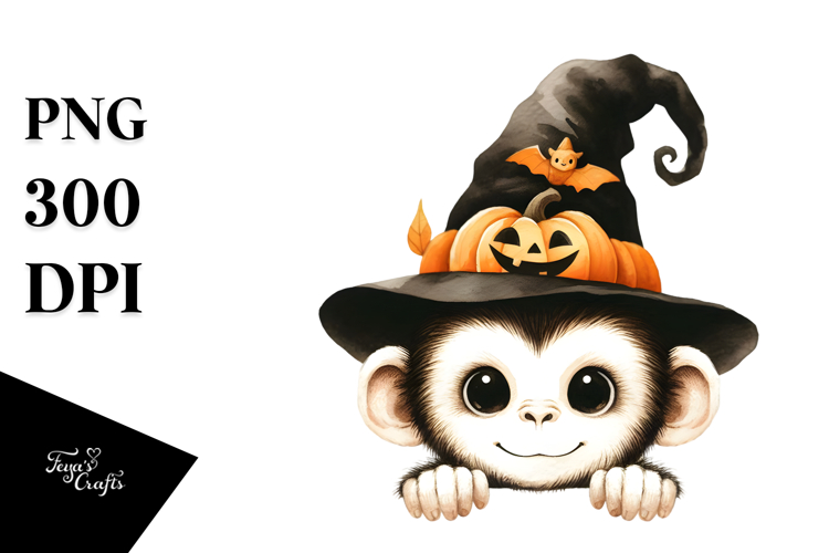 Monkey in Halloween Style PNG