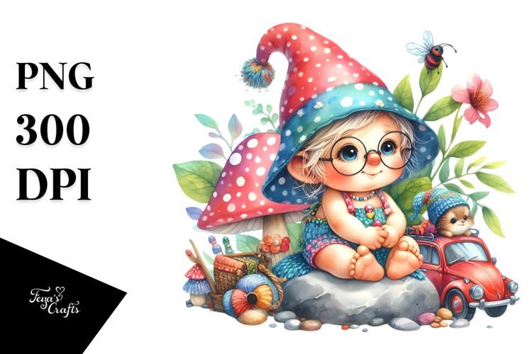 Whimsical Baby Gnome Beachwear PNG