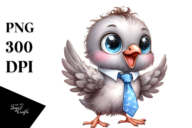 Funny Baby Bull Dove | Watercolor Clipart
