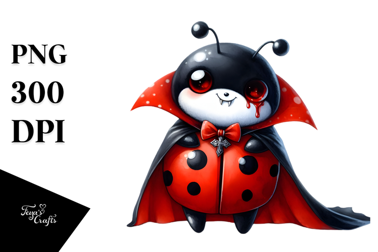 Funny Ladybug Dressed as Vampire | Watercolor | Sublimation