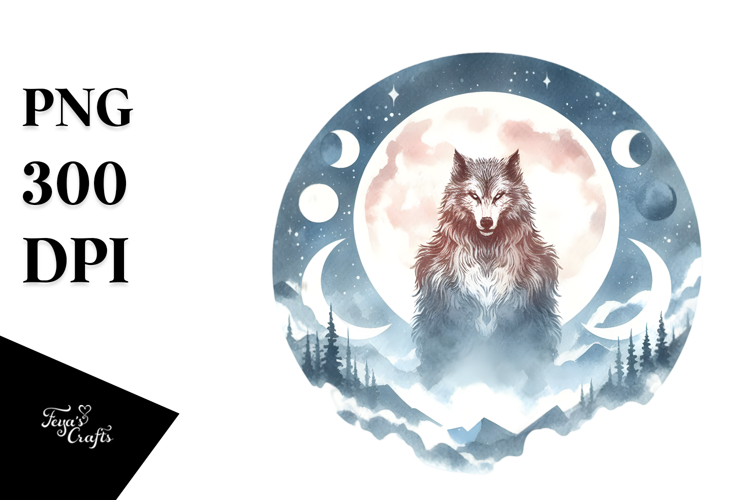 Washed Watercolor Very Simple with Werewolf, Transparent PNG