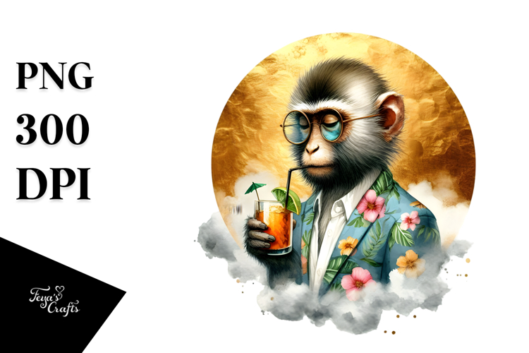 Hipster Monkey in Beachwear, Transparent PNG