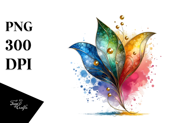 Colorful Shiny Snowdrop with Metallic Insertions PNG