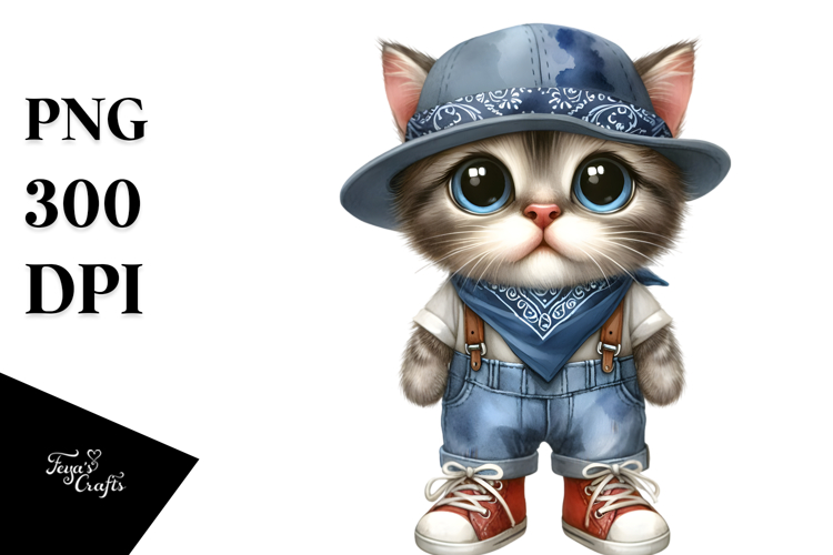 Baby Cat with Big Eyes | Watercolor Clipart