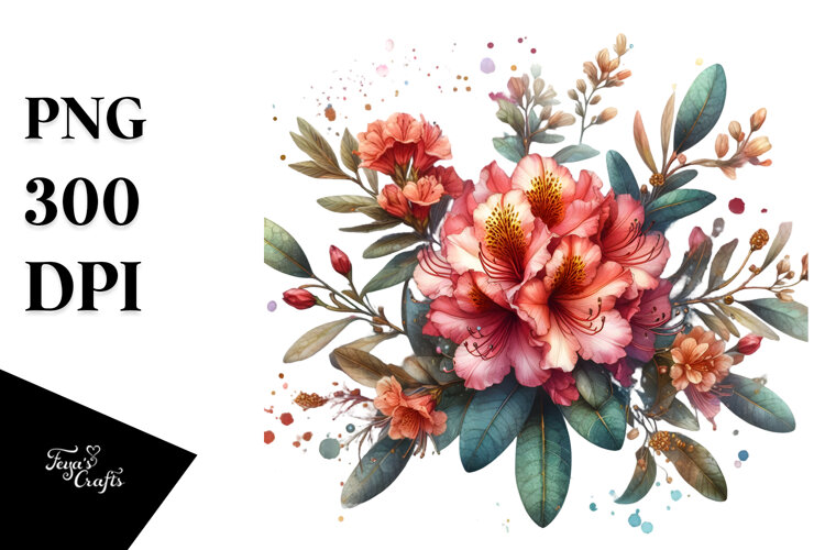 Rhododendron Sublimation Clipart example image 1