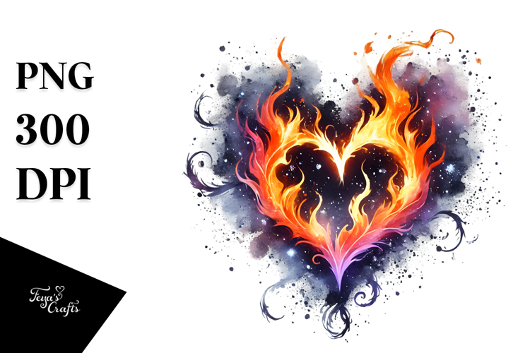 Glossy Heart Fire, Transparent PNG
