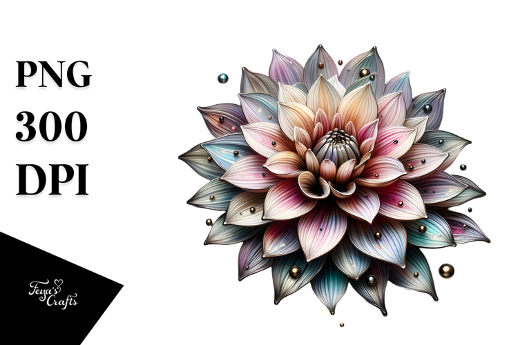 Dahlia with Metallic Accents PNG