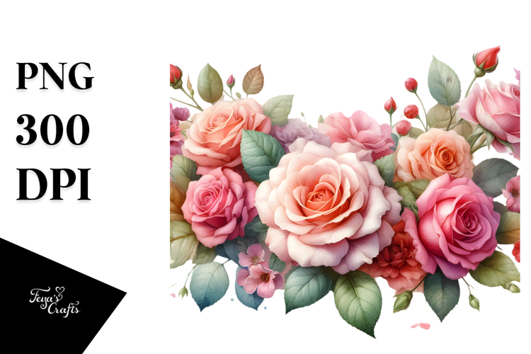 Colorful Horizontal Frame with Pink Rose Petals