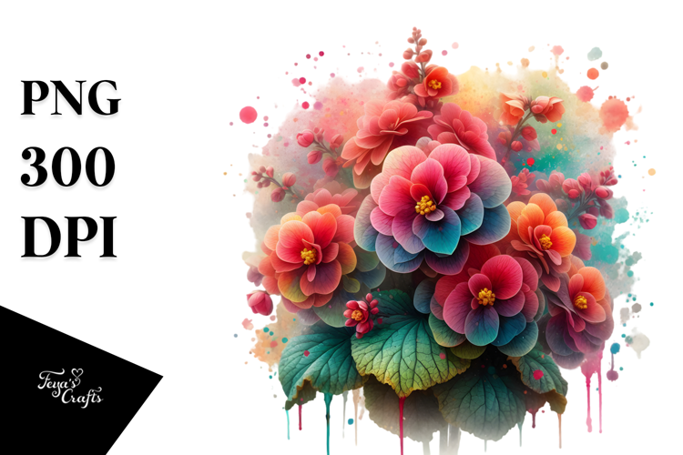 Begonia Watercolor Splash PNG