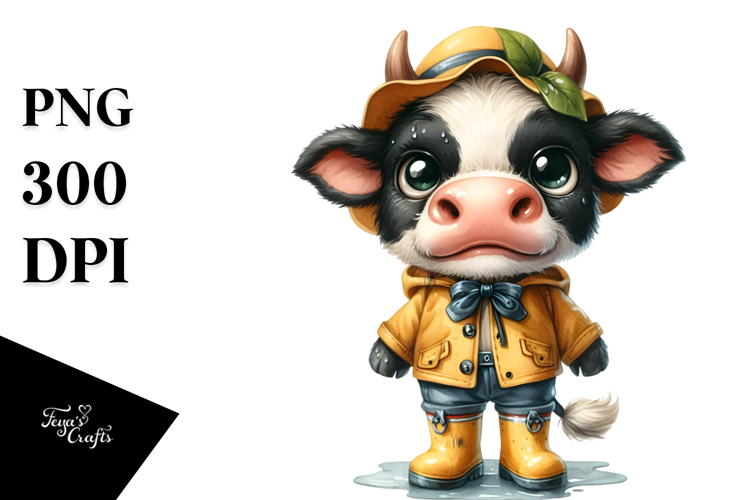 Baby Cow Rain Boots Clipart