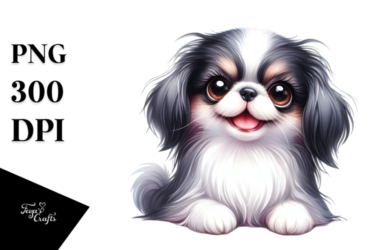 Cute Japanese Chin Smiling PNG