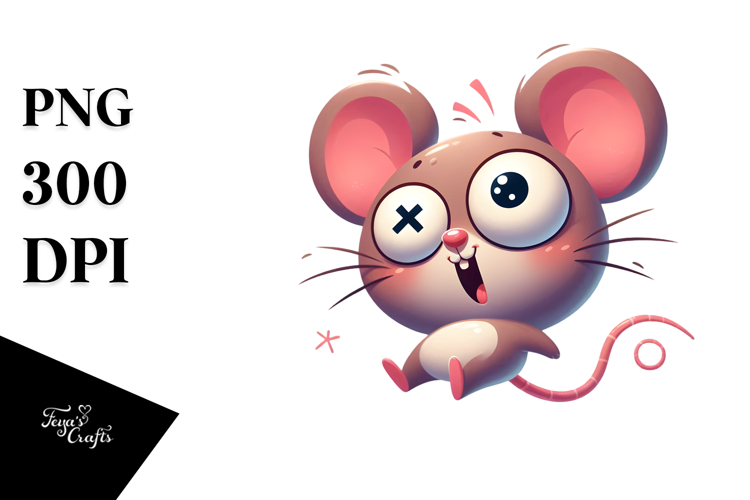 Whimsical Cartoon Mouse with Eyebrows PNG