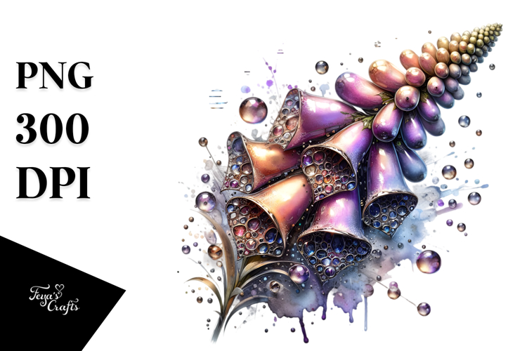 Abstract Shiny Foxglove Metallic Watercolor