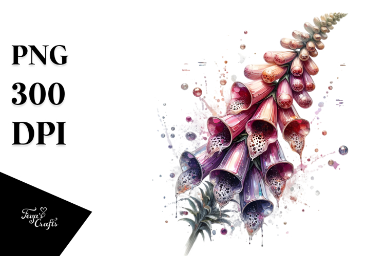 Abstract Shiny Foxglove Metallic Watercolor