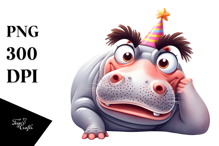 Cartoon Hippo Sublimation Clipart