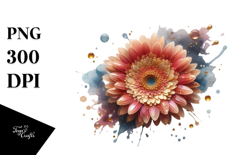 Gerbera Watercolor Splash PNG example image 1