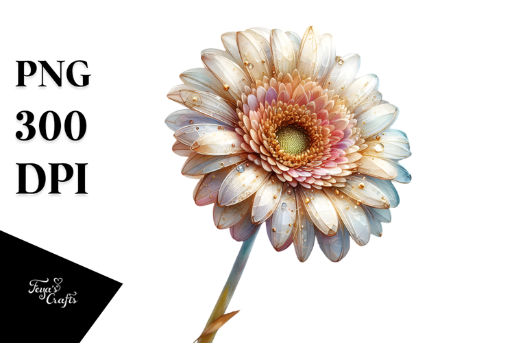 -like Gerbera with Golden Insertions PNG