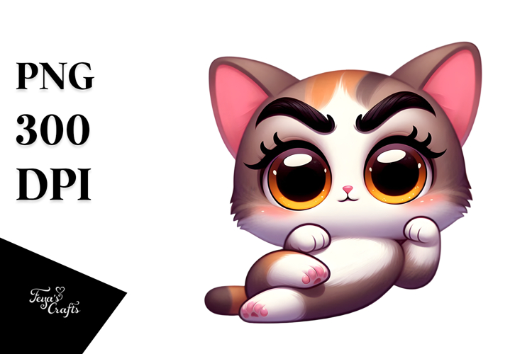 Exaggerated Cute Kitten PNG