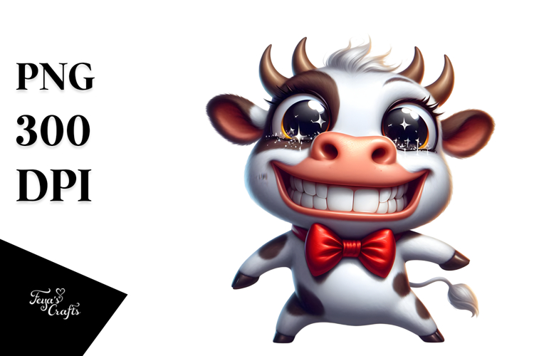 Watercolor Cow Portrait PNG