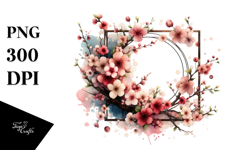 Cherry Blossom Abstract with Metallic Details, Transparent