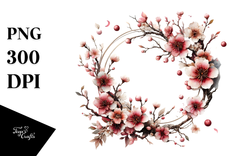 Cherry Blossom Abstract with Metallic Details, Transparent