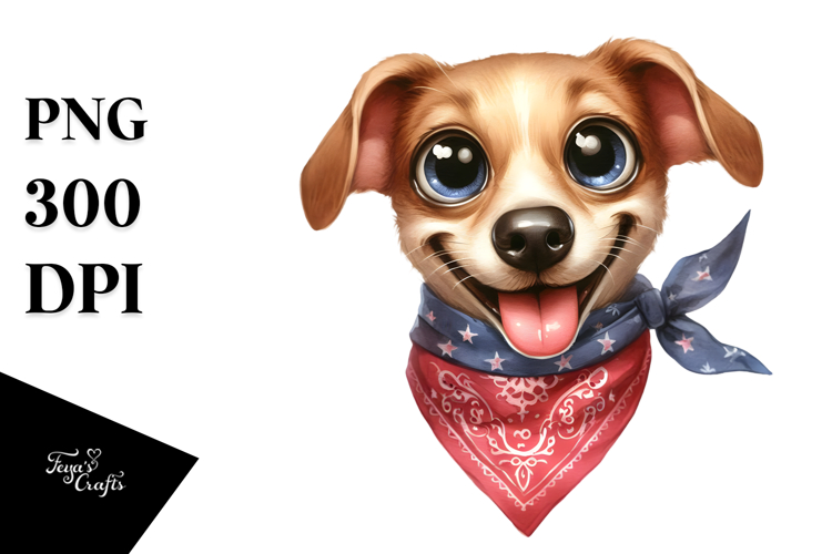 Playful Dog with Bandana PNG