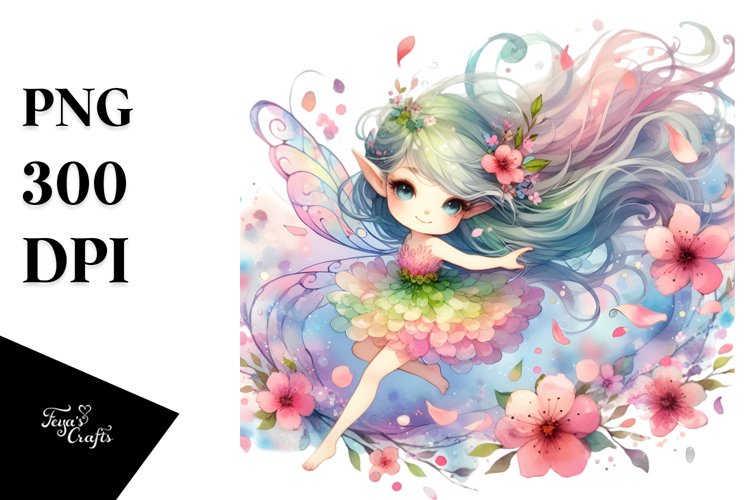 Colorful Cute Fairy Tumbling with Petals | Sublimation