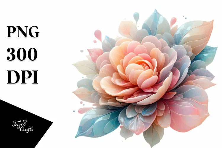 Shiny Abstract Camellia, PNG