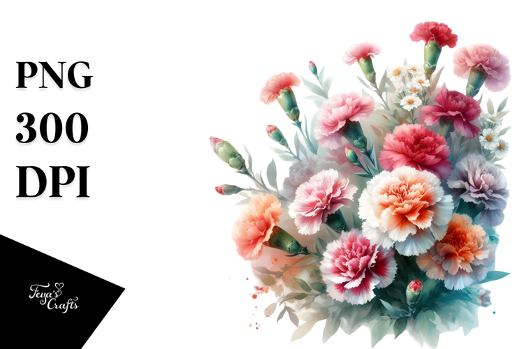 Colorful Carnations in Watercolor