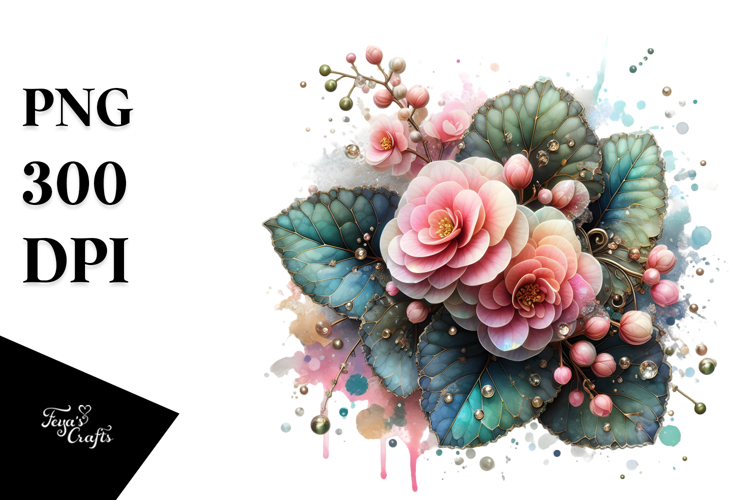 Begonia with Metallic Insertions, Transparent PNG
