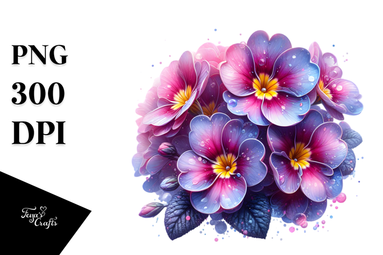 Detailed Glossy Primrose Made of Shiny Material, Transparent