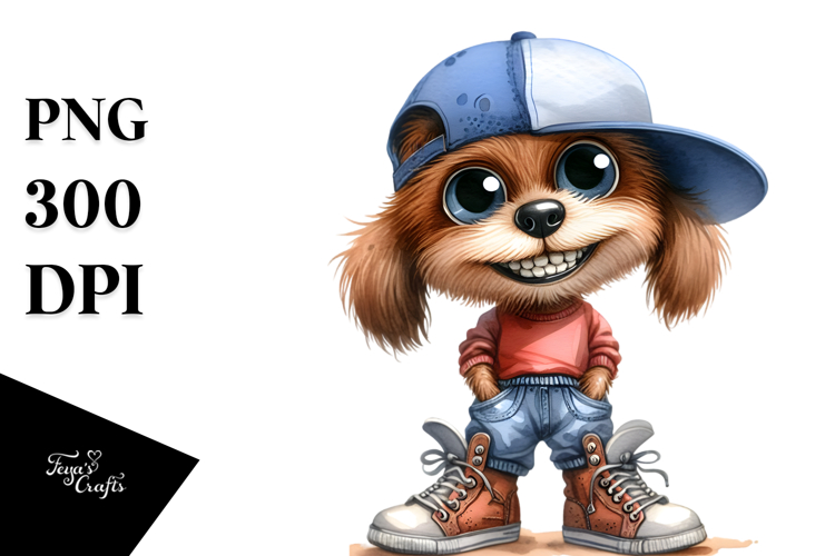 Funny Dog Hat Sports Shoes White Background | Clipart