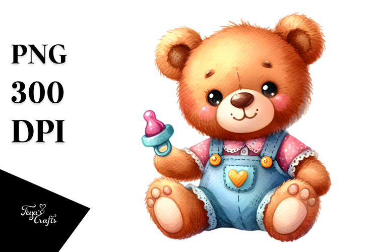 Cute Smiling Plush Bear Watercolor
