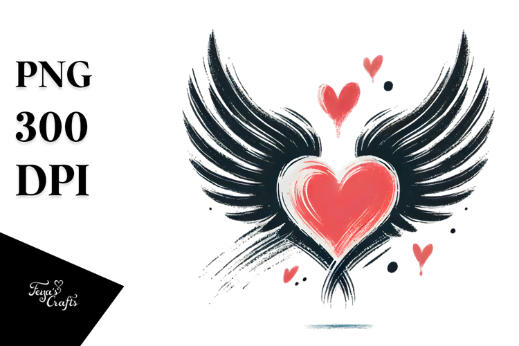 Heart with Wings and Fire PNG