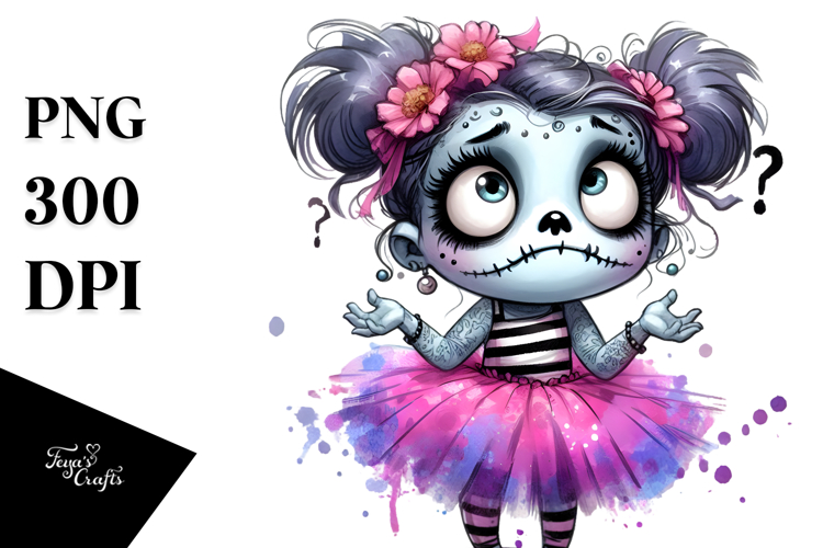 Funny Silly Ghoul Girl Rocking Tutu PNG
