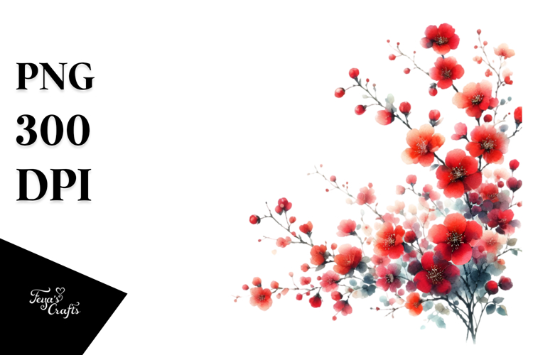 Red Flower Clipart Image 14