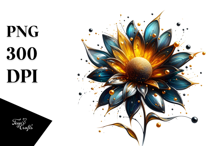 Abstract Glossy Sunflower with Golden Insertions |