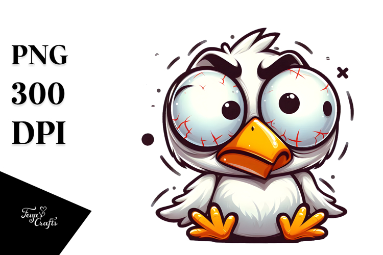Silly Cartoon Bird with Cross-Eyed Expression PNG