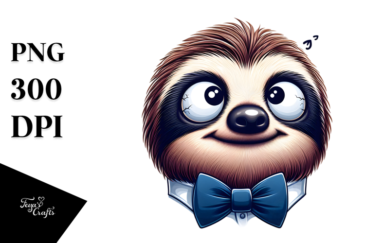 Exaggerated Cute Sloth PNG