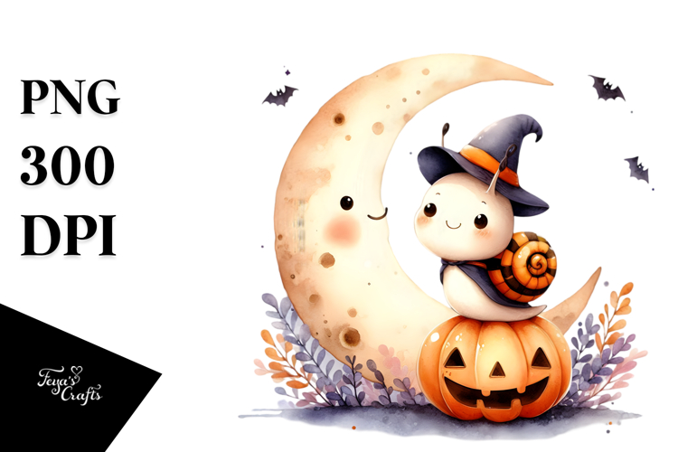 Cute Baby Snail, Halloween Theme, PNG