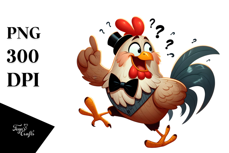 Quirky Chicken with Bow Tie, Transparent PNG