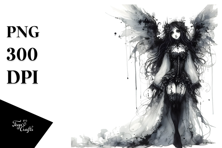 Washed Watercolor Gothic Fairy PNG