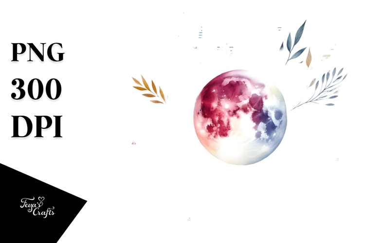 Vibrant Boho Moon Foliage | Clipart