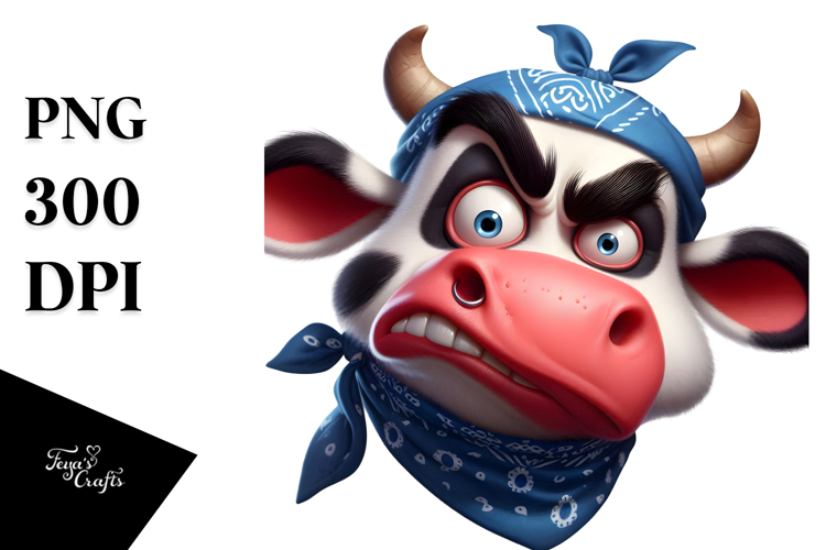 Goofy Cow with Bandana PNG