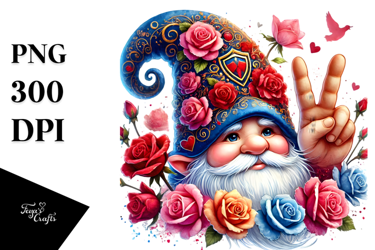 Valentines Gnome Roses Victory PNG
