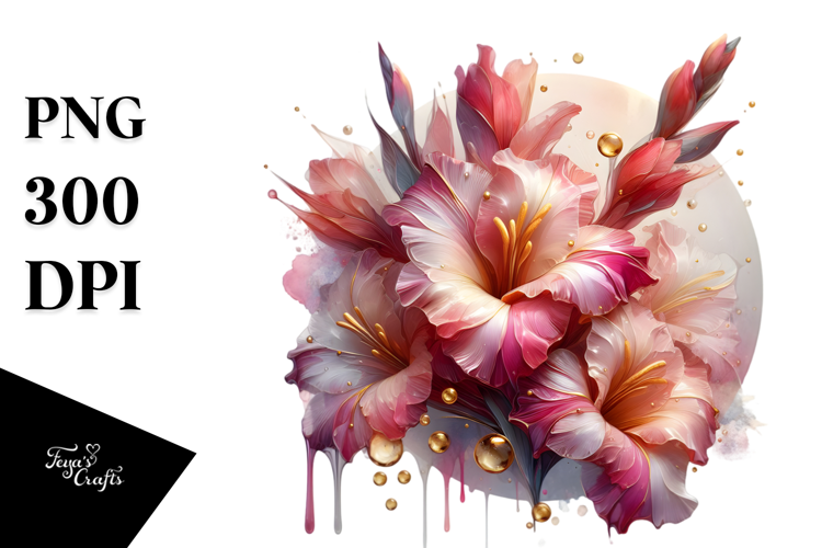 Abstract y Gladiolus with Golden Insertions | Sublimation