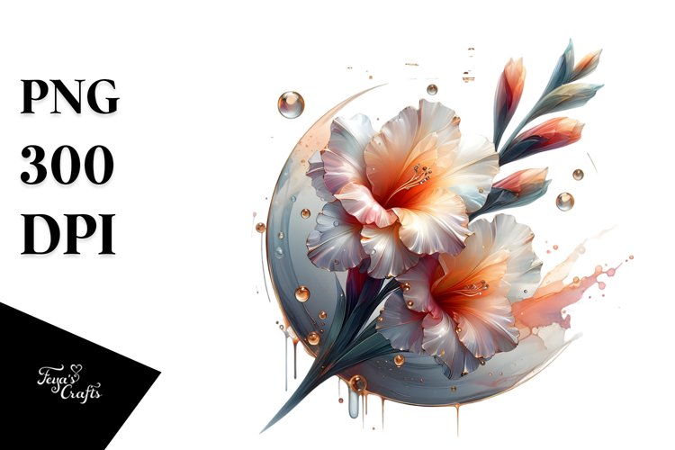 Abstract y Gladiolus with Golden Insertions | Sublimation example image 1
