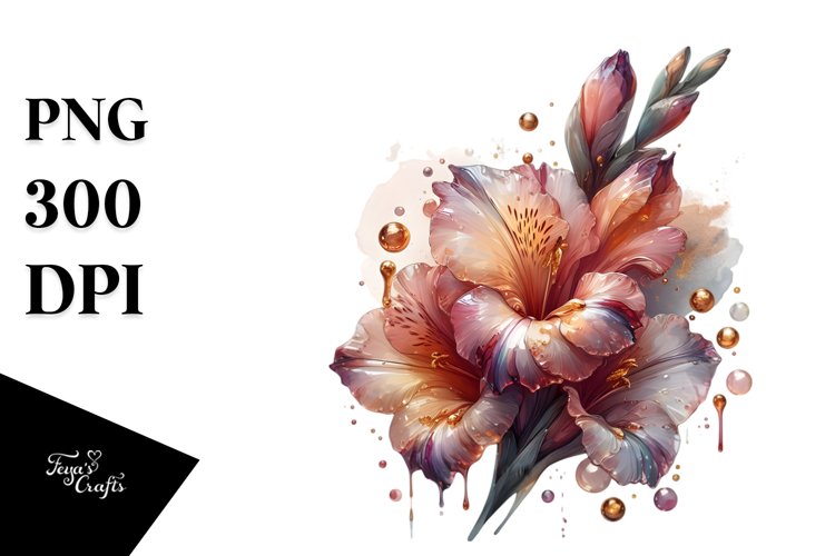 Abstract y Gladiolus with Golden Insertions | Sublimation example image 1