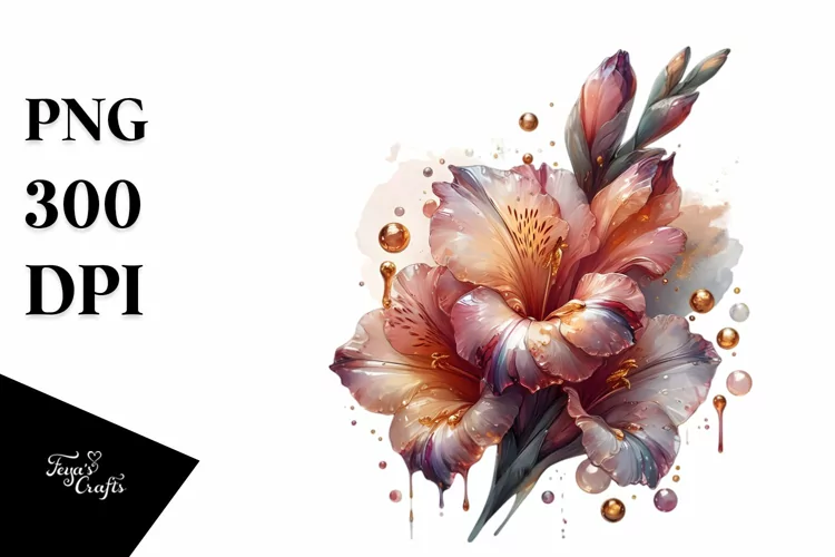 Abstract y Gladiolus with Golden Insertions | Sublimation