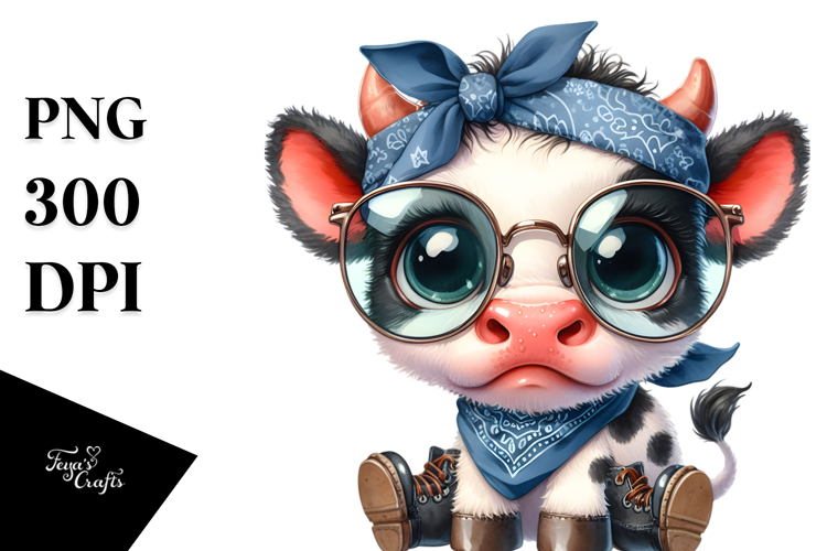 Colorful Baby Cow with Bandana, Transparent PNG